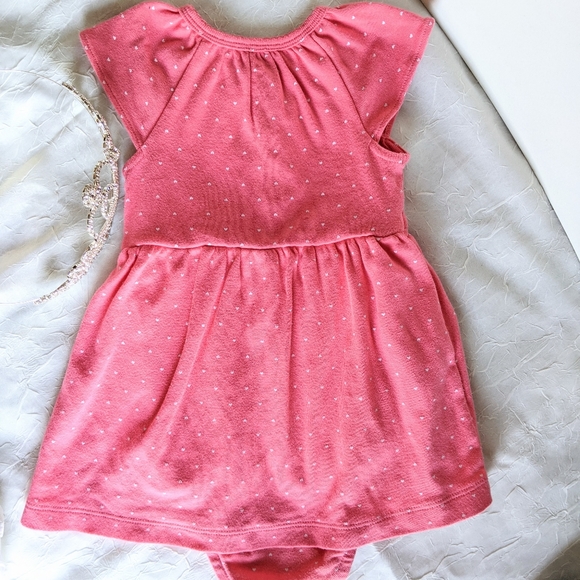 SOLD Carter 9m Bodysuit Dress Pink&Wht Polka Dot - Picture 2 of 8